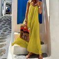 Women's Halter Cotton Linen Maxi Dress