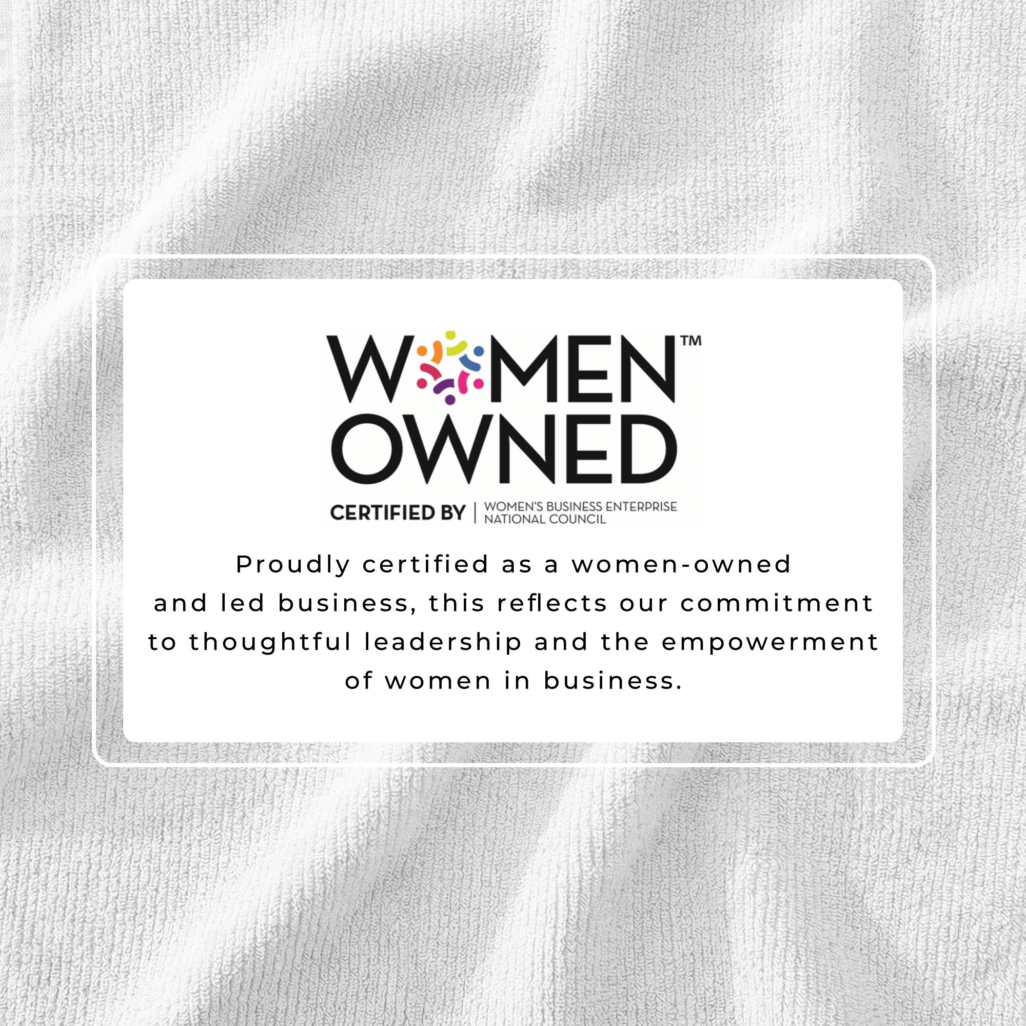 Label certifying a business as women-owned on a white background