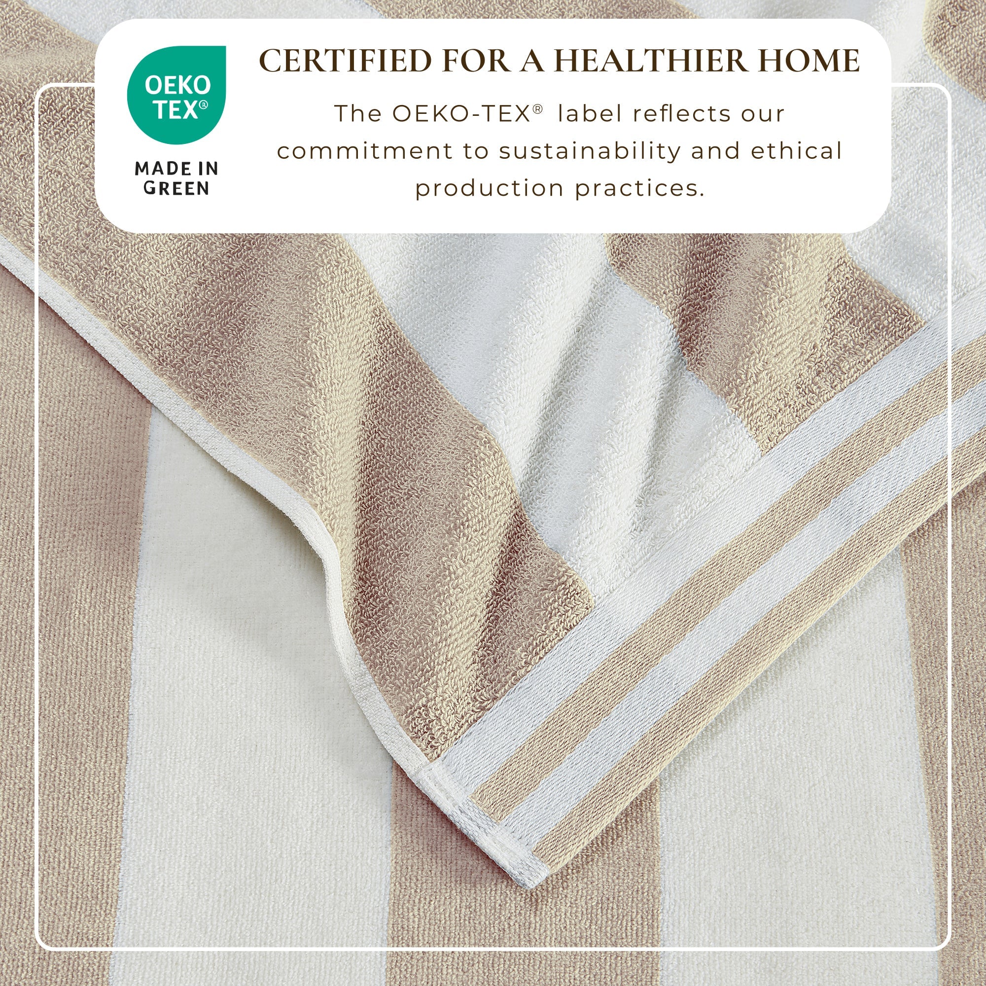 Textured fabric with OEKO-TEX certification label on a light background